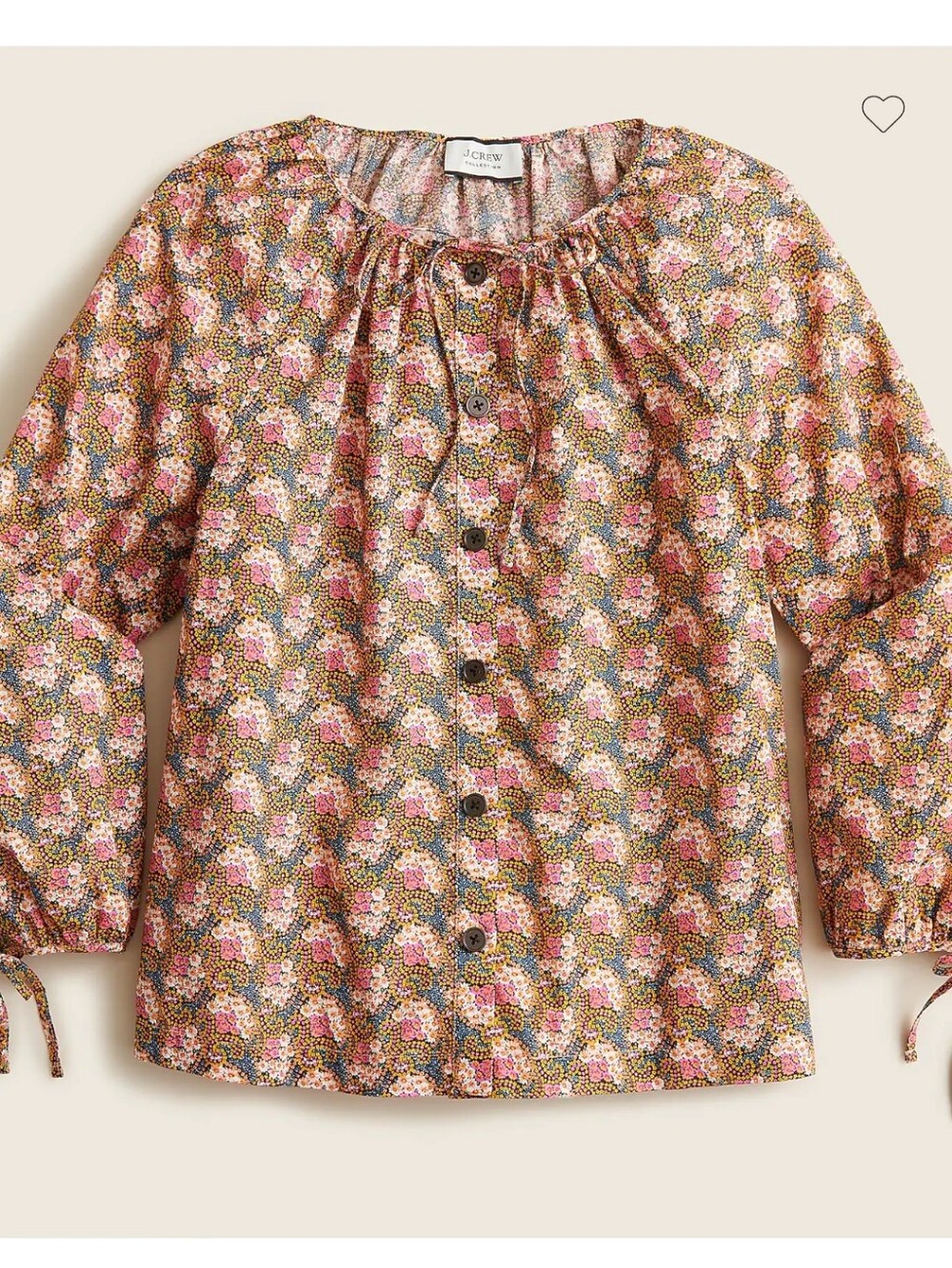 J. Crew Collection tie-sleeve button-front top in Ratti® prism floral Small
